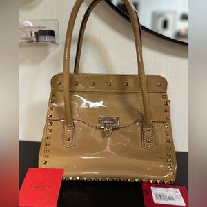 Valentino Garavani Tan Studded Satchel Bag